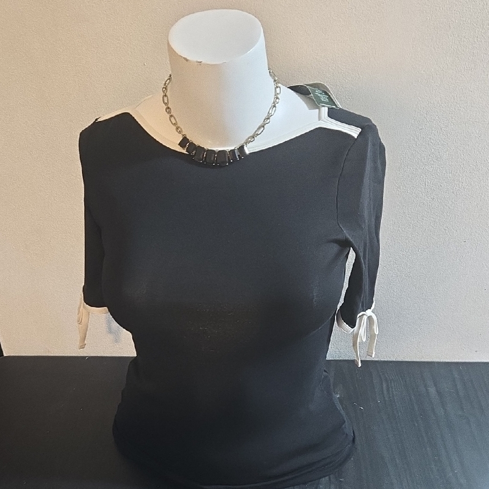 Lauren Ralph Lauren Elegant Black and White Women's Top